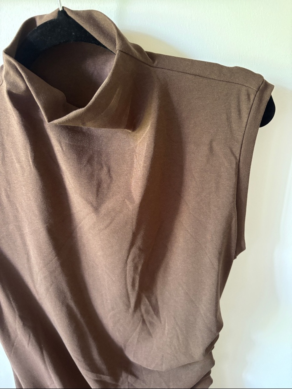 OGL Sleeveless Brown Ruched Midi Dress - Picture 5 of 8